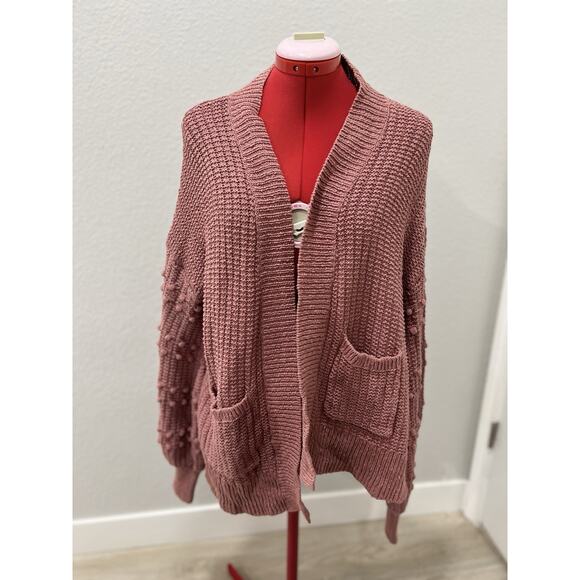 Madewell XS Cardigan Sweater Open Front Knit Pockets Mauve Rose Casual - Picture 1 of 8
